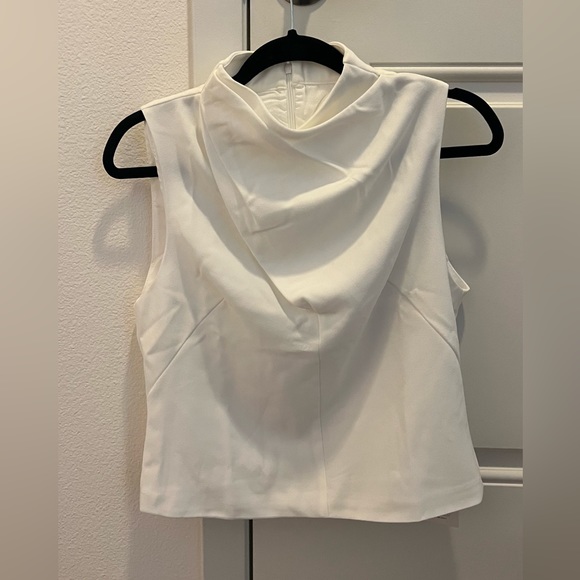 NWT Motf structured sleeveless cowl neck white tank - zip back - Picture 2 of 10